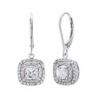 Diamonart Pink And White Cubic Zirconia Sterling Silver Drop Earrings