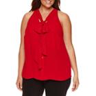 Worthington Sleeveless Racerback Bow Blouse - Plus