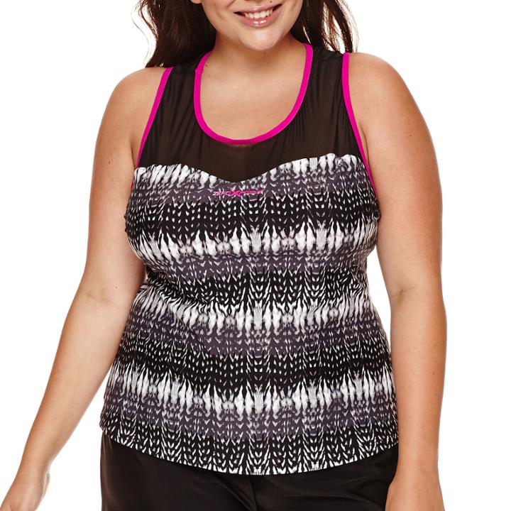 Zeroxposur Knit Mesh Sweetheart Tankini - Plus