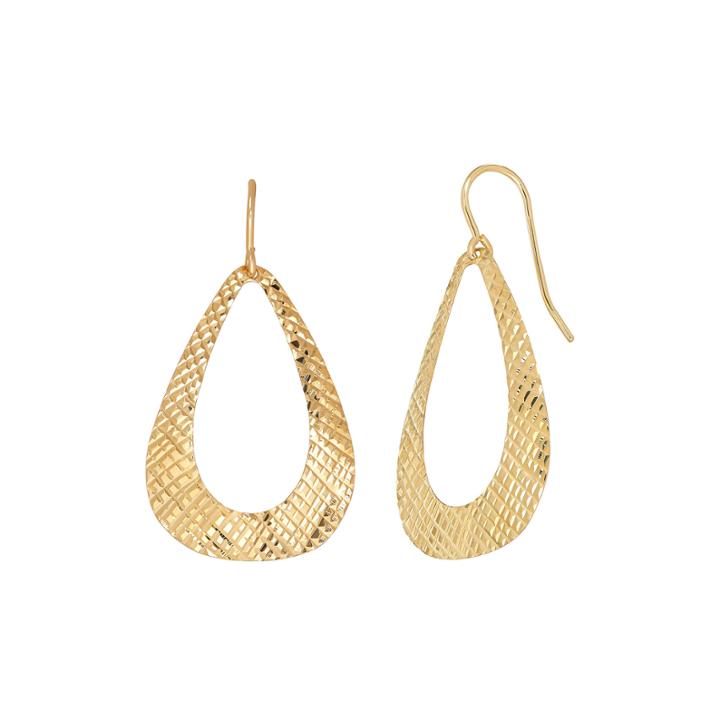 14k Yellow Gold Diamond-cut Drop Earrings
