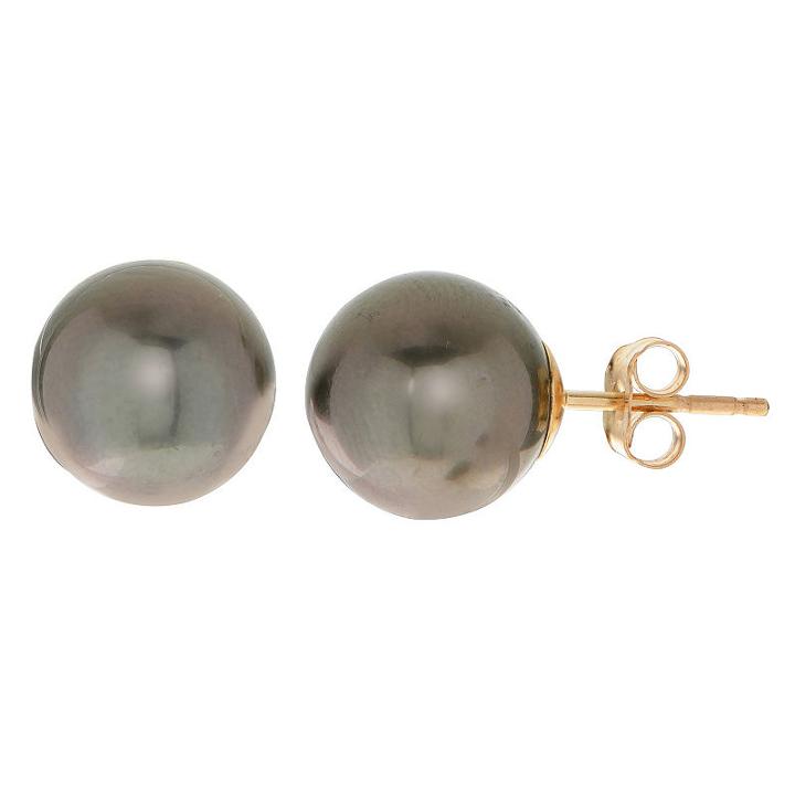 Black Pearl 9.5mm Stud Earrings