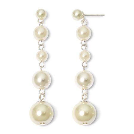 Vieste Silver-tone Pearlized Glass Bead Multi-drop Earrings