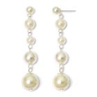 Vieste Silver-tone Pearlized Glass Bead Multi-drop Earrings