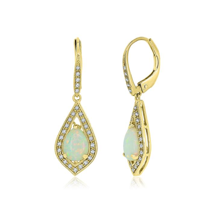 Multi Color Opal 14k Gold Over Silver Drop Earrings