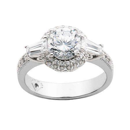100 Facets By Diamonart Cubic Zirconia Sterling Silver Ring