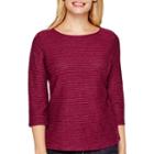 Liz Claiborne 3/4-sleeve Shadow-striped T-shirt - Petite