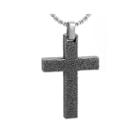 Mens Stainless Steel Textured Cross Pendant Necklace