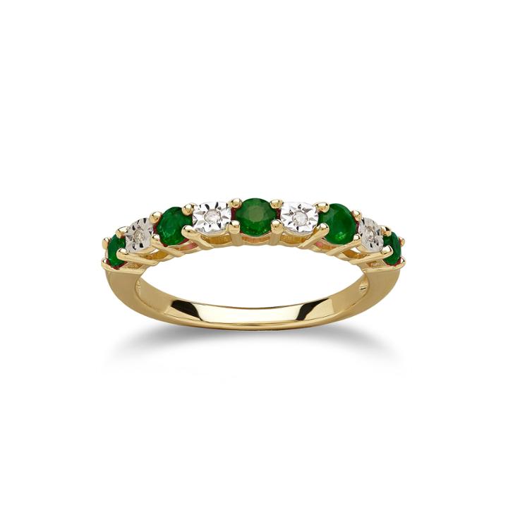 Genuine Emerald Diamond-accent 10k Yellow Gold Ring