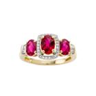 Lab-created Ruby And White Sapphire 14k Yellow Gold Over Sterling Silver 3-stone Ring
