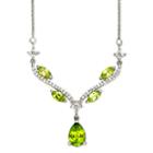 Peridot & Lab-created White Sapphire Sterling Silver Y Necklace