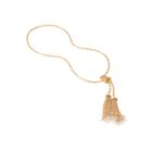Worthington Gold-tone Crystal Pave Tassel Necklace