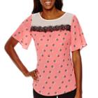 Worthington Short-sleeve Lace Colorblock T-shirt - Tall