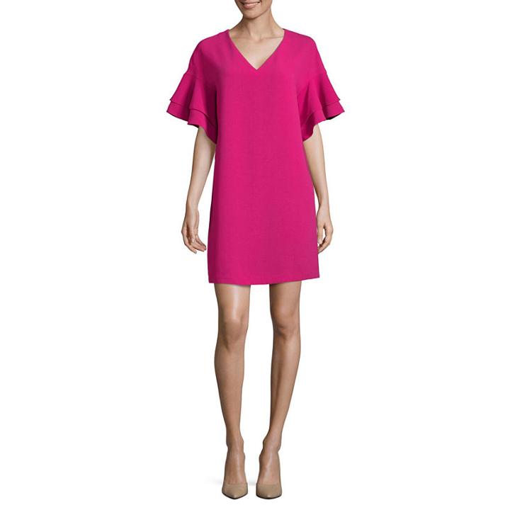 Worthington Ss Tiered Ruffle Sleeve Shift Dress