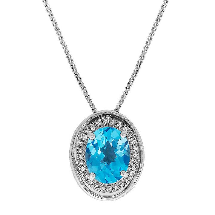 Womens 1/7 Ct. T.w. Blue Topaz Sterling Silver Pendant Necklace