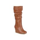Journee Collection Hana Wide Calf Womens Slouch Wedge Heel Boots