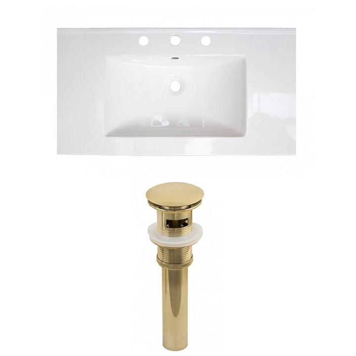 36.75-in. W 3h8-in. Ceramic Top Set In White Color- Overflow Drain Incl.