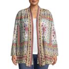 Long Sleeve Printed Duster - Plus