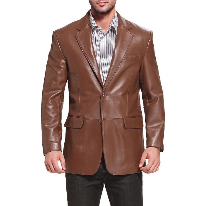Bgsd Men's Richard Classic Two-button New Zealand Lambskin Leather Blazer - Big And Tall
