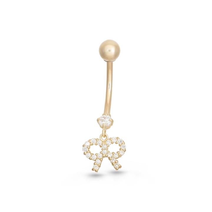 10k Yellow Gold Cubic Zirconia Bow Belly Ring