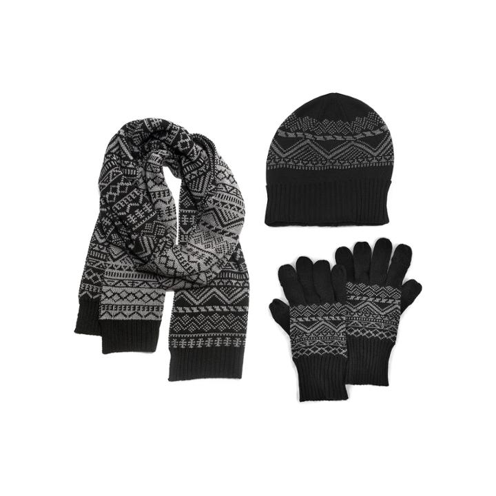 Muk Luks 3-pc. Jacquard Beanie, Scarf And Texting Gloves Set