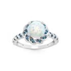 Simulated Opal & Genuine London Blue Topaz Sterling Silver Ring