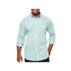 Izod Long Sleeve Gingham Button-front Shirt-big And Tall