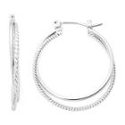 Monet Silver-tone 2-row Hoop Earrings