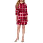 Alyx 3/4 Sleeve Windowpane Shift Dress-petite