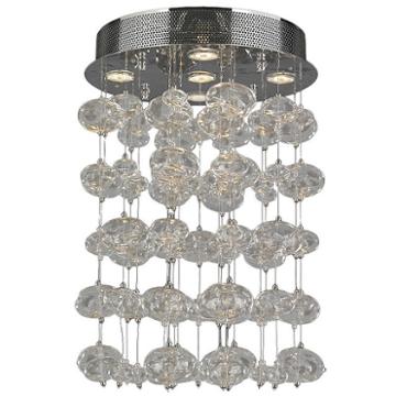 Effervescence Collection 5 Light Halogen Chrome Finish Blown Glass Bubble Flush Mount Ceiling Light