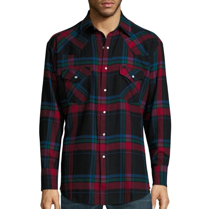 Ely Cattleman Long-sleeve Flannel Snap-front Western Shirt