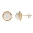 1/8 Ct. T.w. Round White Pearl 10k Gold Stud Earrings