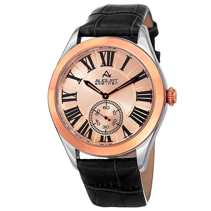August Steiner Mens Brown Strap Watch-as-8203bkr