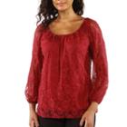 24/7 Comfort Apparel So Pretty Black Lace Knit Blouse