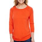 Stylus&trade; 3/4-sleeve Curved Hem Sweater- Petite