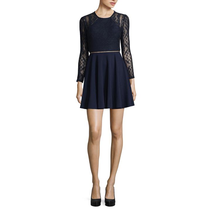 City Triangle Long Sleeve Skater Dress-juniors