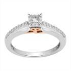 Hallmark Bridal Womens 1/3 Ct. T.w. Genuine Princess White Diamond 10k Gold Engagement Ring