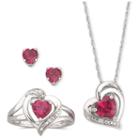 Lab-created Ruby Heart 3-pc. Set