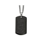 Mens Cubic Zirconia Stainless Steel Black Ion-plated Cross Dog Tag Pendant