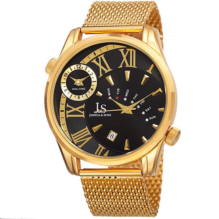 Joshua & Sons Mens Gold Tone Strap Watch-j-112ygb