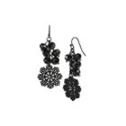 Mixit&trade; Black Bead Silver-tone Flower Drop Earrings