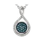 1/7 Ct. T.w. White And Color-enhanced Blue Diamond Sterling Silver Fashion Pendant Necklace
