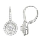 Lab-created White Sapphire Sterling Silver Leverback Earrings