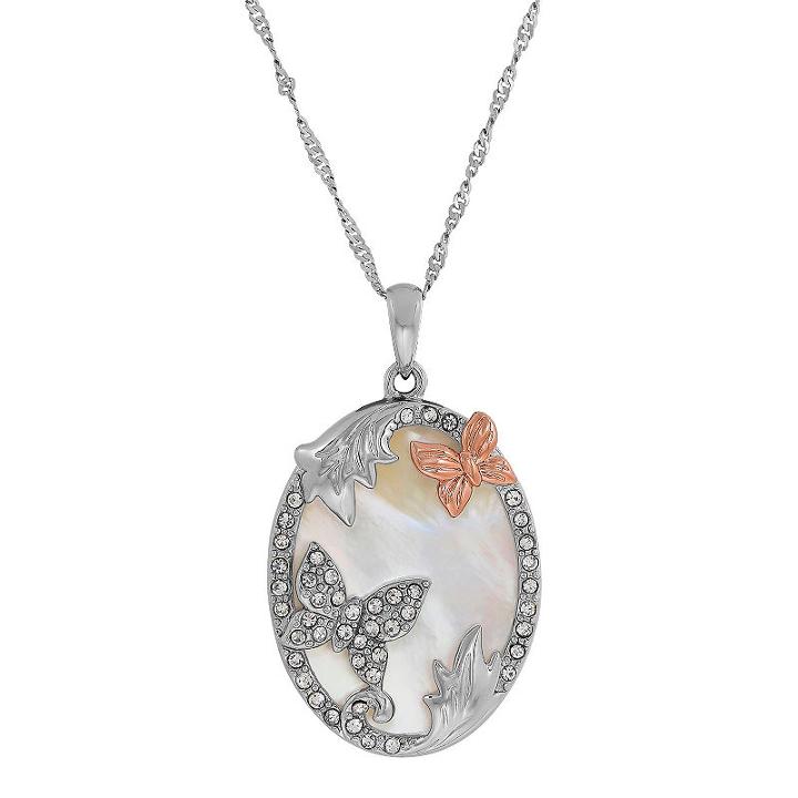 Womens Genuine White Mother Of Pearl Oval Pendant Necklace