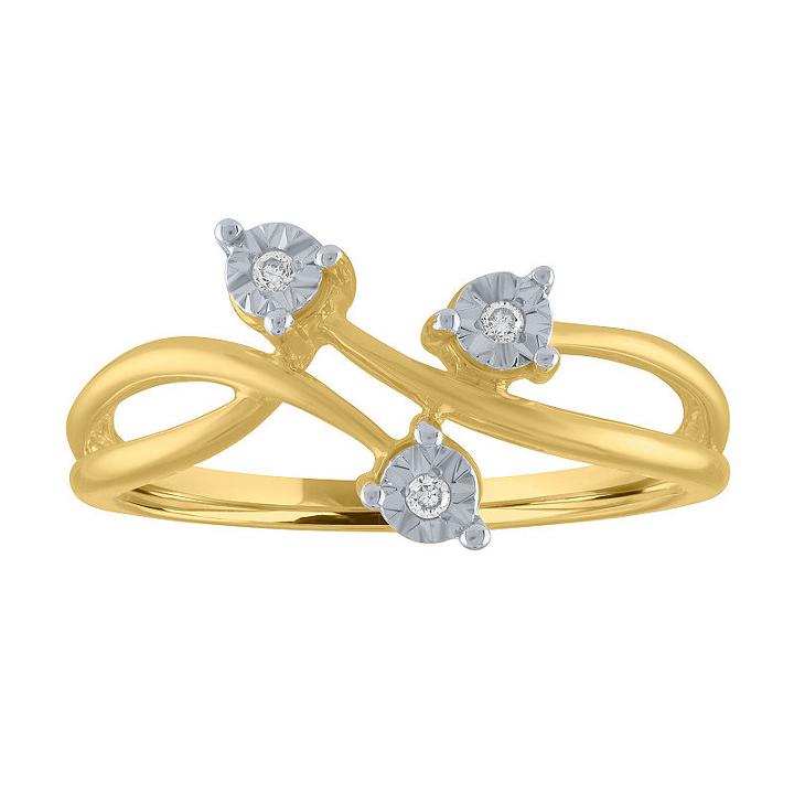 Womens White Diamond 10k Gold Cocktail Ring
