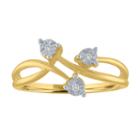 Womens White Diamond 10k Gold Cocktail Ring