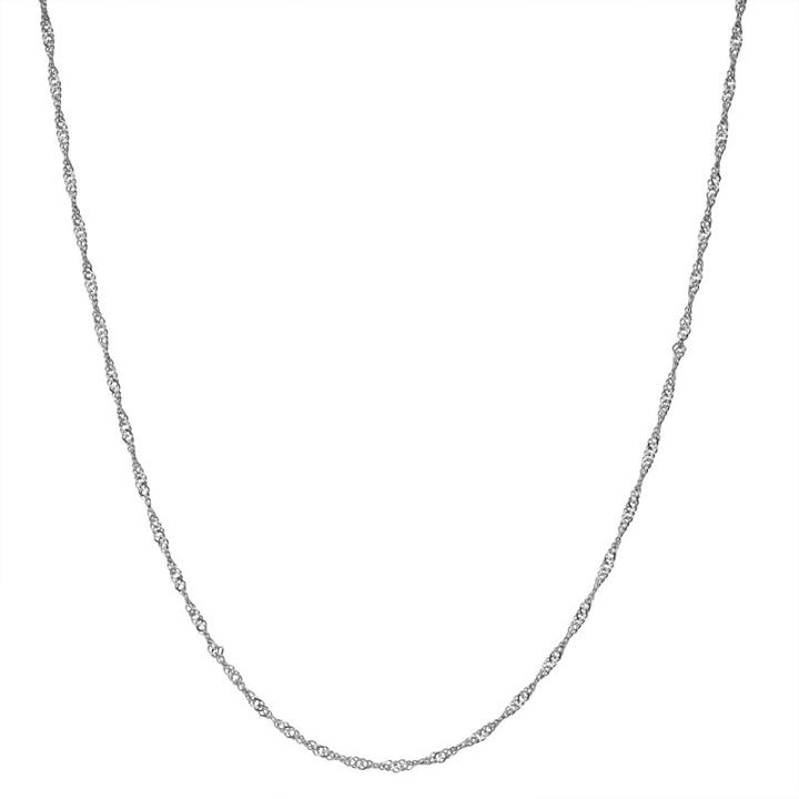 Sterling Silver Solid Singapore 15 Inch Chain Necklace