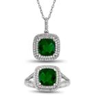 Womens 2-pc. Simulated Emerald Sterling Silver Jewelry Set