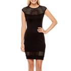 Bisou Bisou Cap-sleeve Laser-cut Scuba Sheath Dress