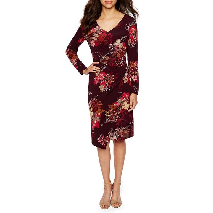 Ronni Nicole Long Sleeve Floral Sheath Dress