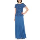 Onyx Nites Short Sleeve Lace Evening Gown